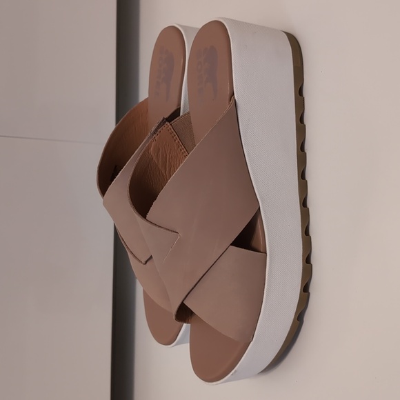 Sorel Women's Flatform Mule Sandals Honest Beige Sea Salt Size 9.5 - Picture 5 of 10